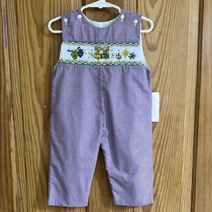 Le’ Za Me Kids Smock Mardi Gras Overalls ~ 6M